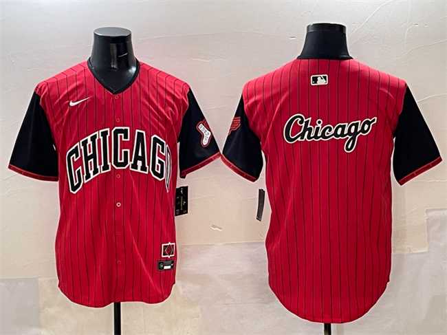 Men%27s Chicago White Sox Team Big Logo Red Black 2025 City Connect Limited Stitched Jersey->cleveland guardians->MLB Jersey
